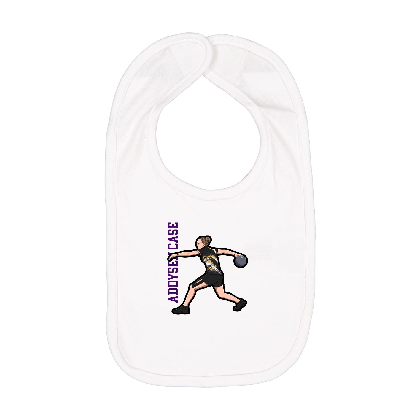 Infant Bib — Name Vertical in White