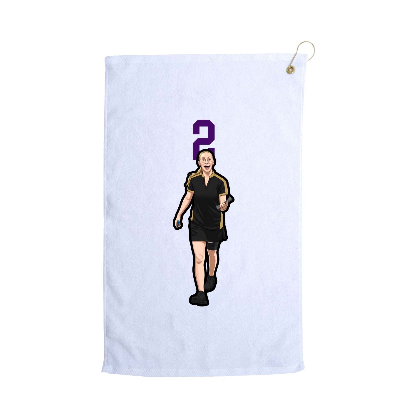 Golf Towel — Number Top in White