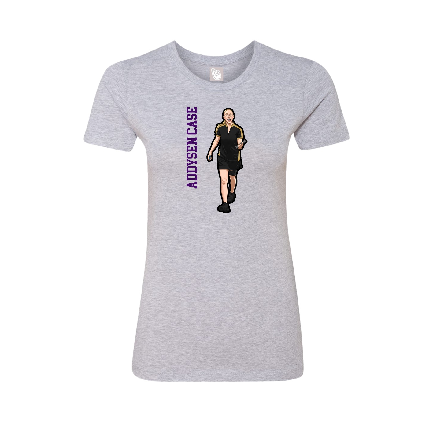 Womens Tee — Name Vertical in Grey