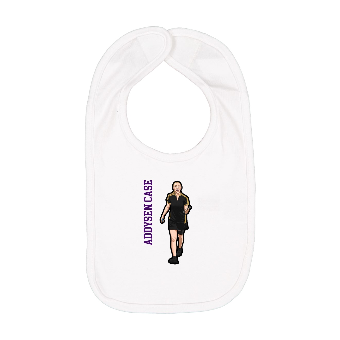 Infant Bib — Name Vertical in White