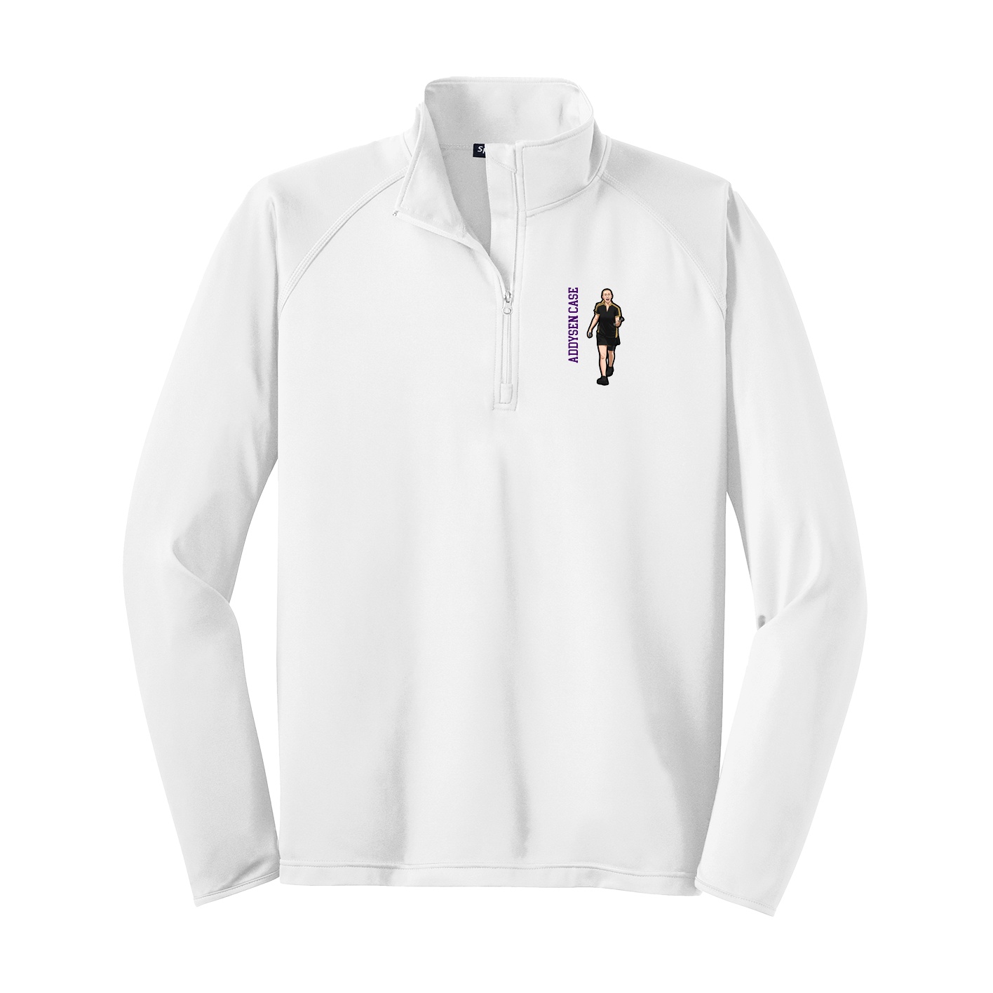 Q-Zip Pullover — Name Vertical in White