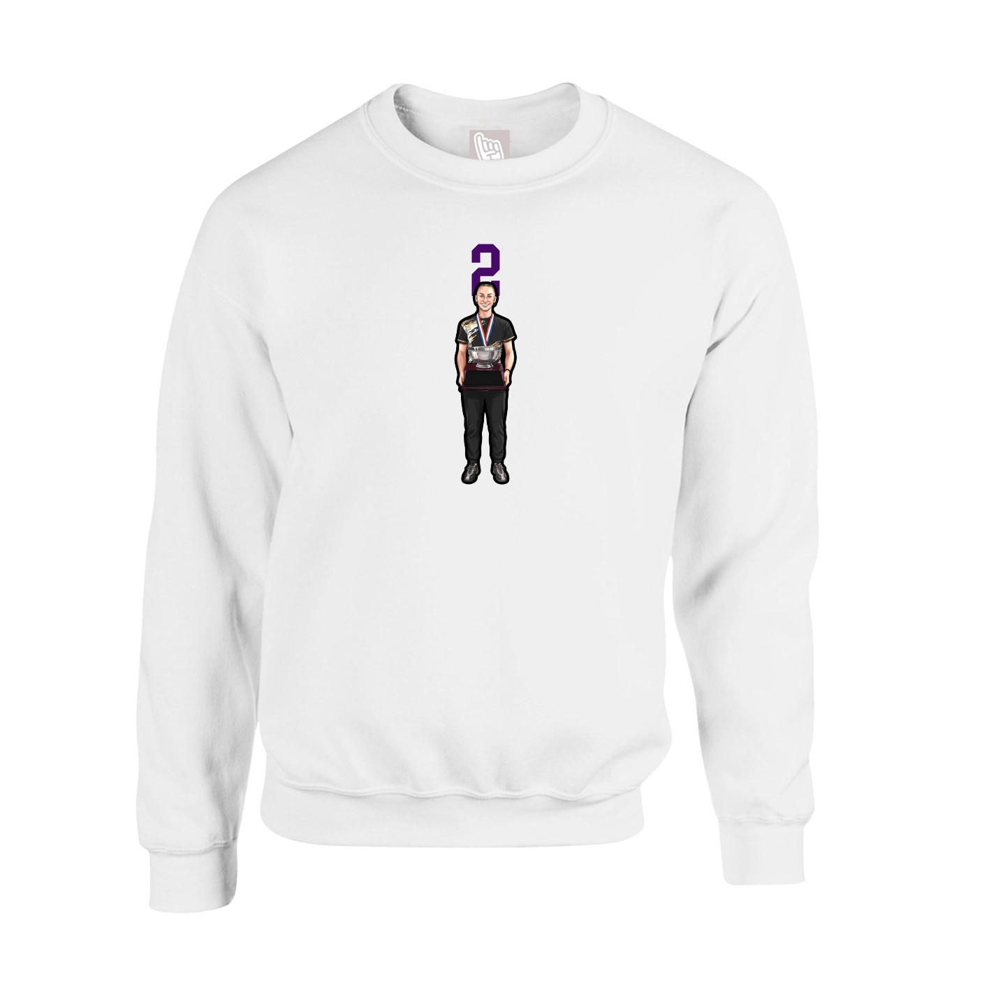 Fleece Crew — Number Top in White