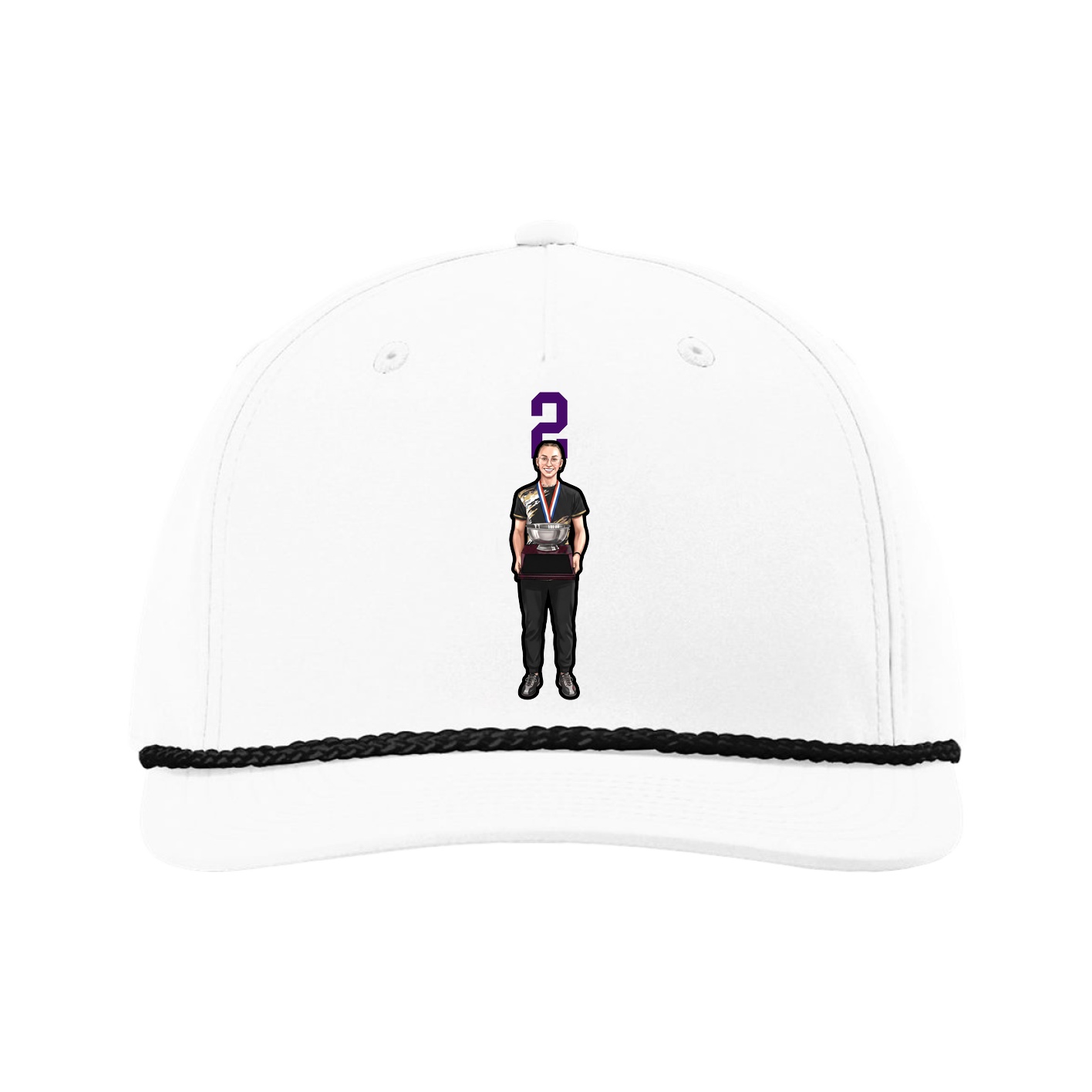 Five-Panel Classic Rope Cap — Number Top in White