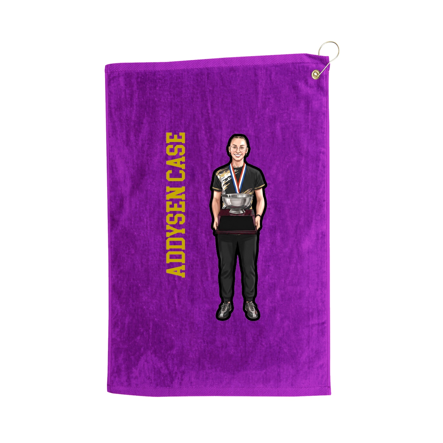 Golf Towel — Name Vertical in Purple
