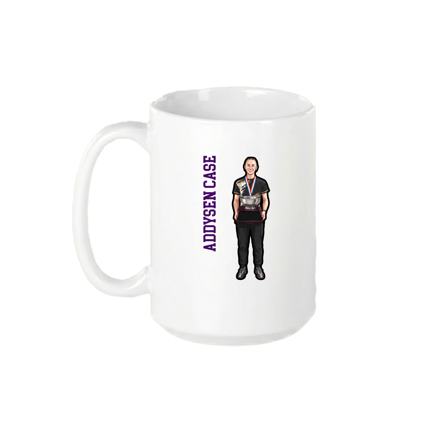 15oz Coffee Mug — Name Vertical in White