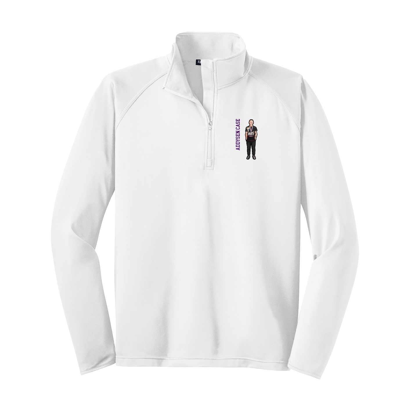 Q-Zip Pullover — Name Vertical in White