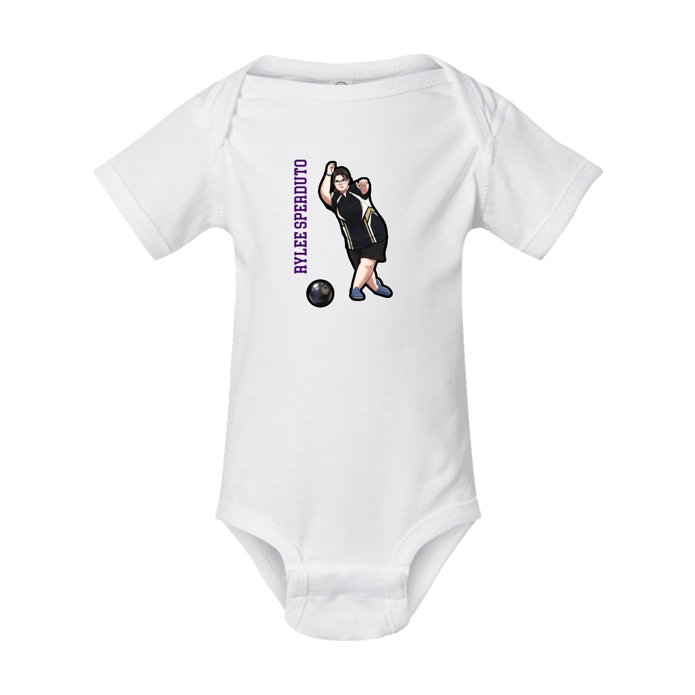 Baby Onesie — Name Vertical in White