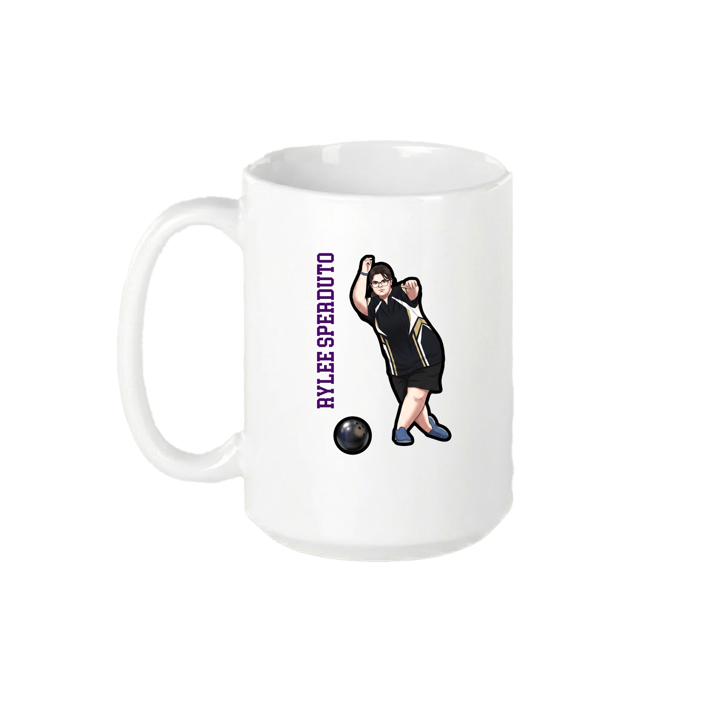 15oz Coffee Mug — Name Vertical in White