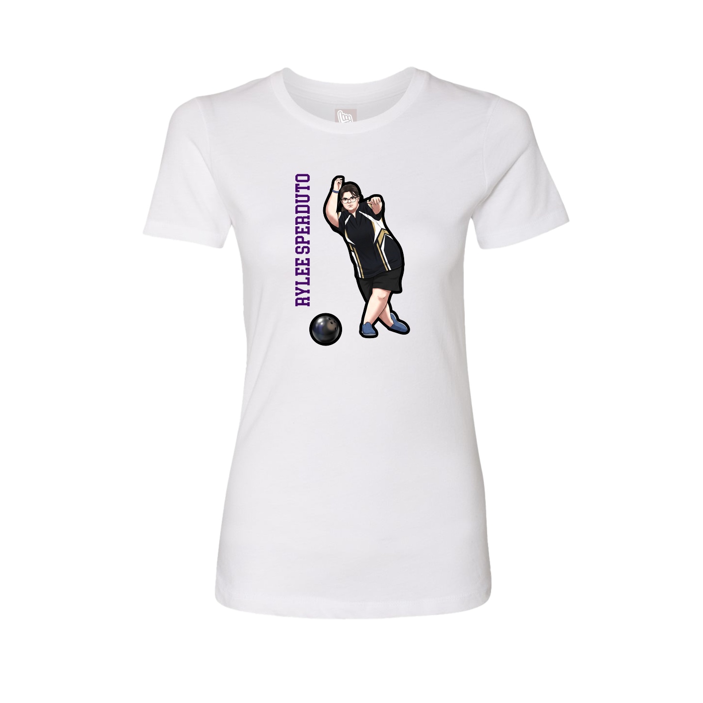 Womens Tee — Name Vertical in White