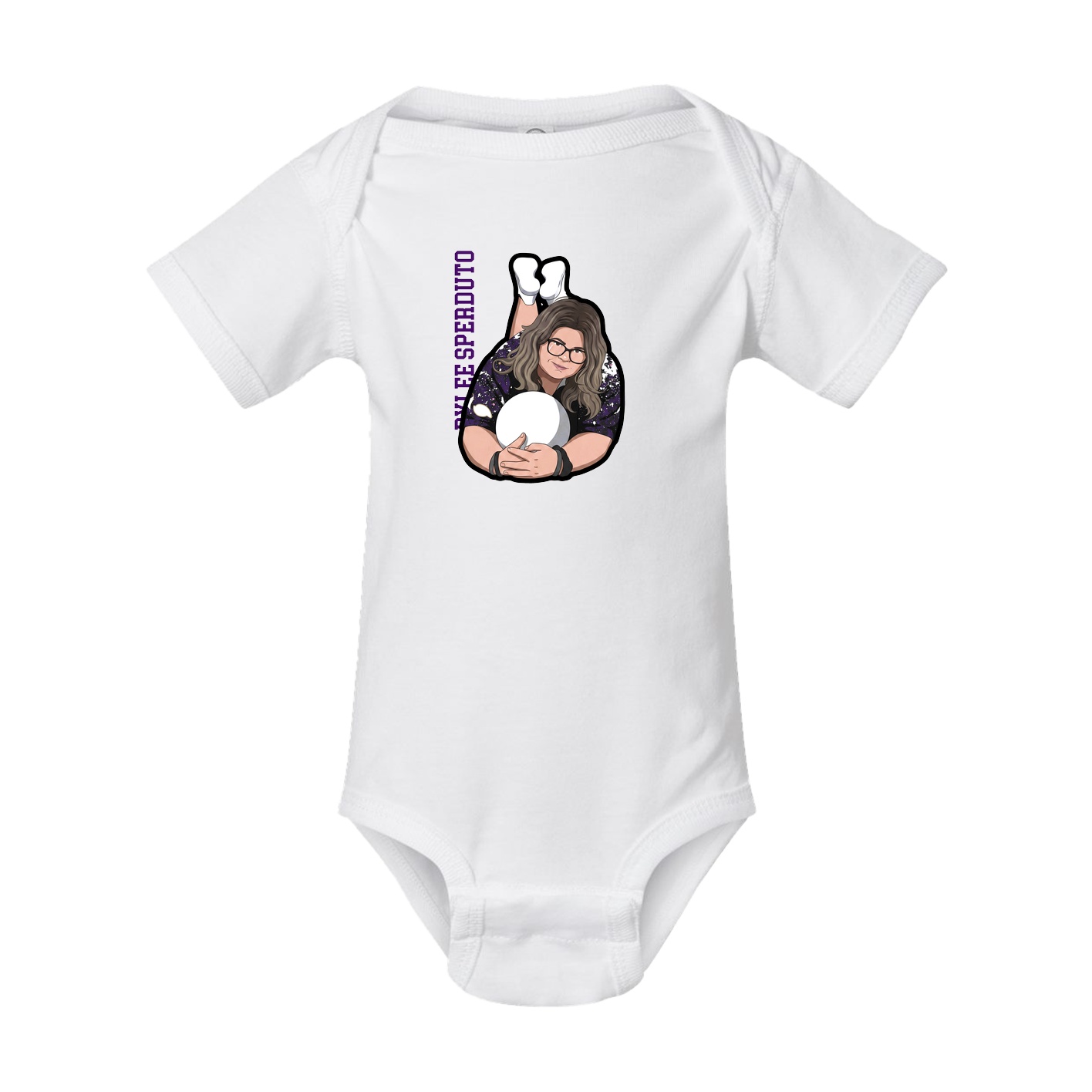 Baby Onesie — Name Vertical in White