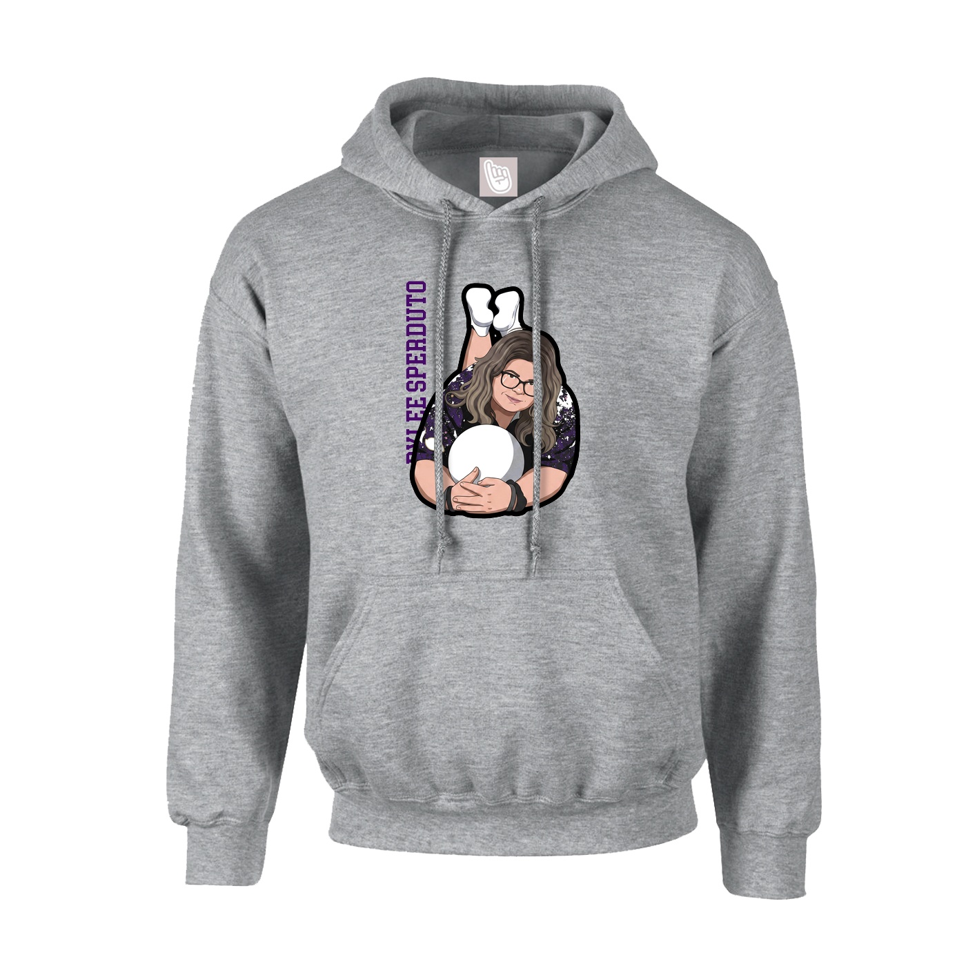 Hoodie — Name Vertical in Grey