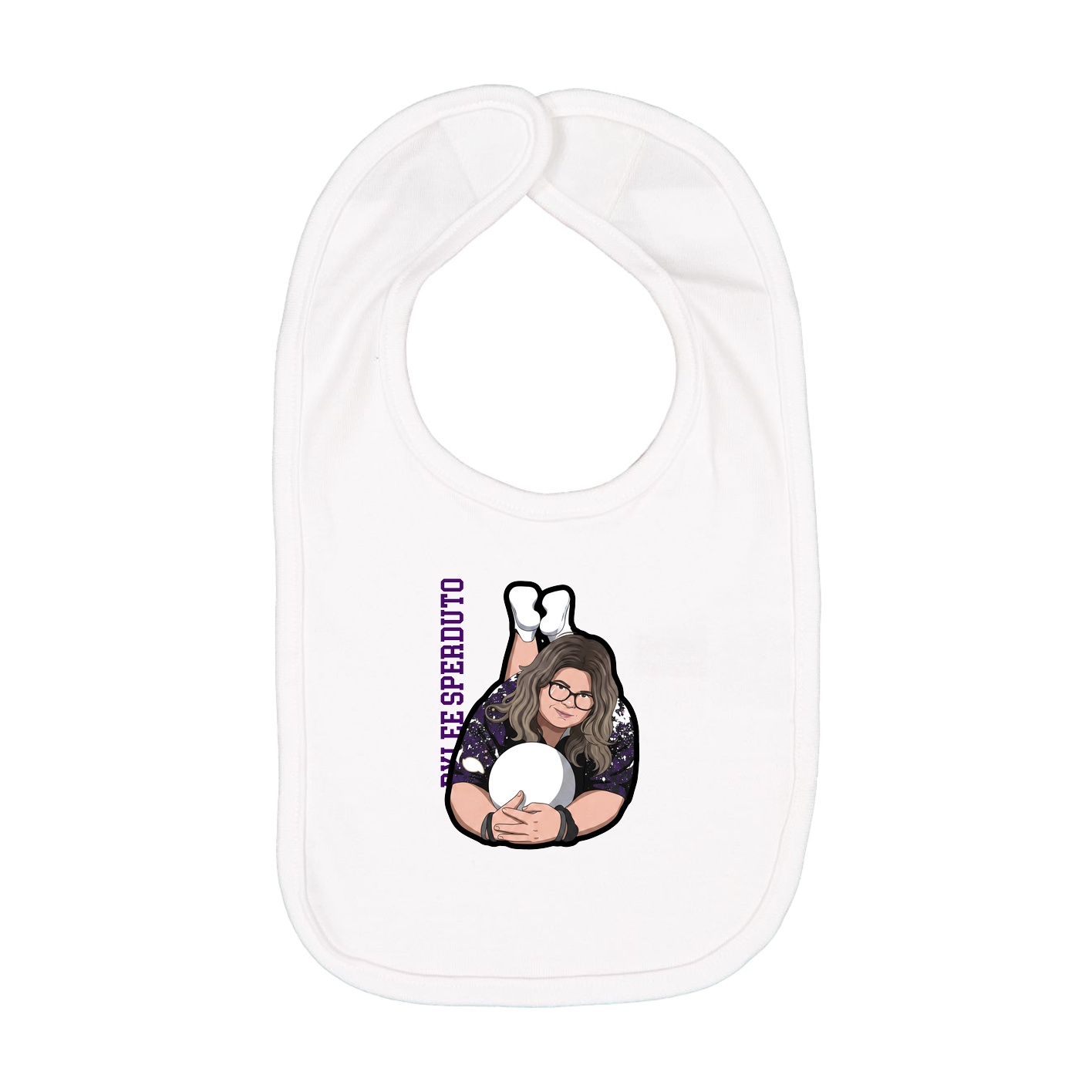 Infant Bib — Name Vertical in White