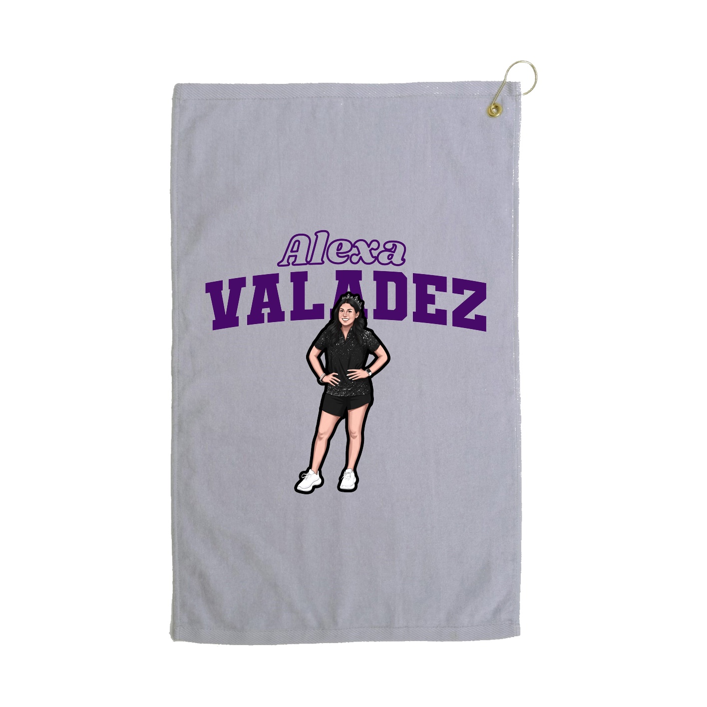Golf Towel — Name Arch in Grey