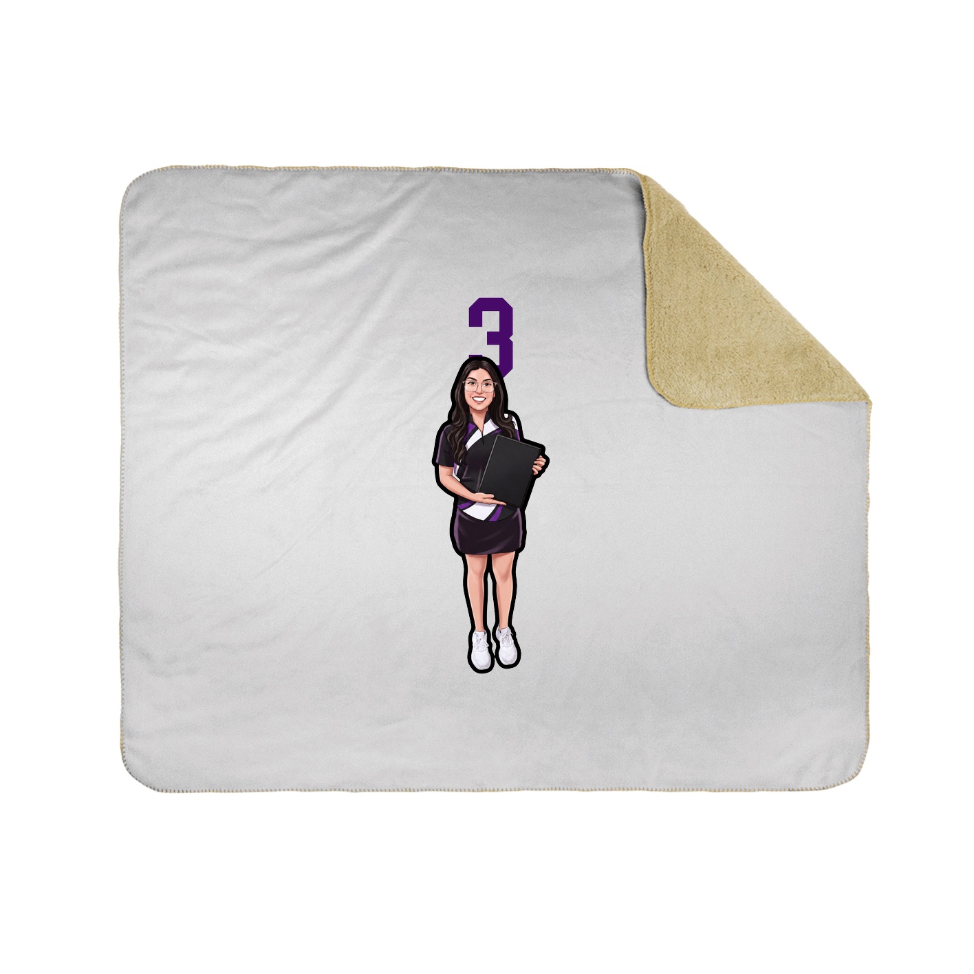 Throw Blanket — Number Top in White