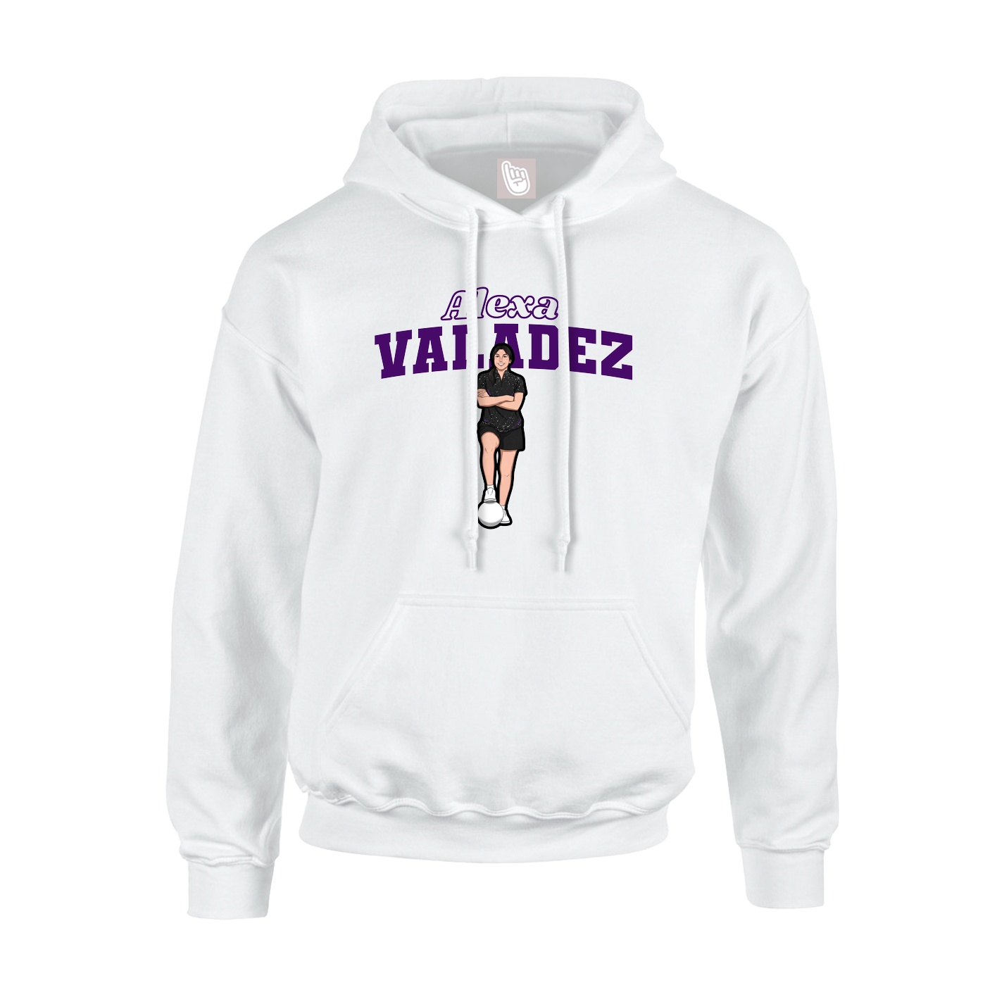 Youth Hoodie — Name Arch in White