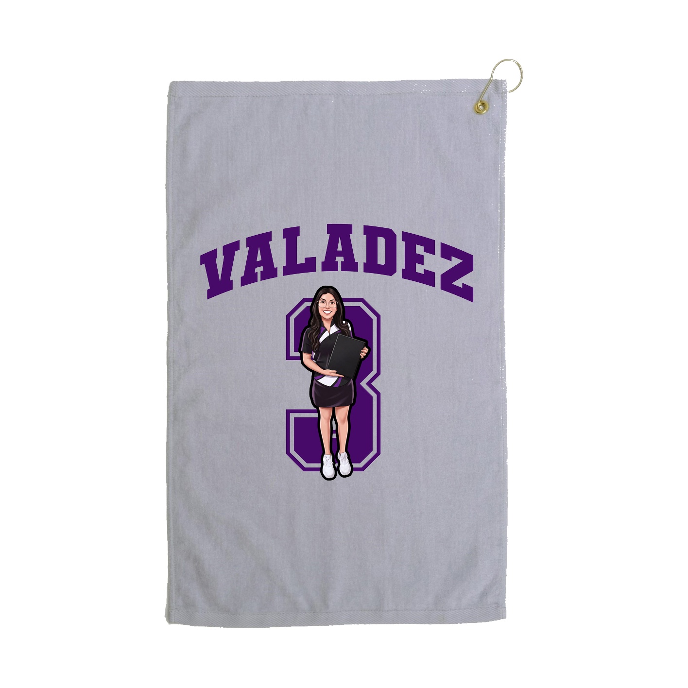 Golf Towel — Number in Grey