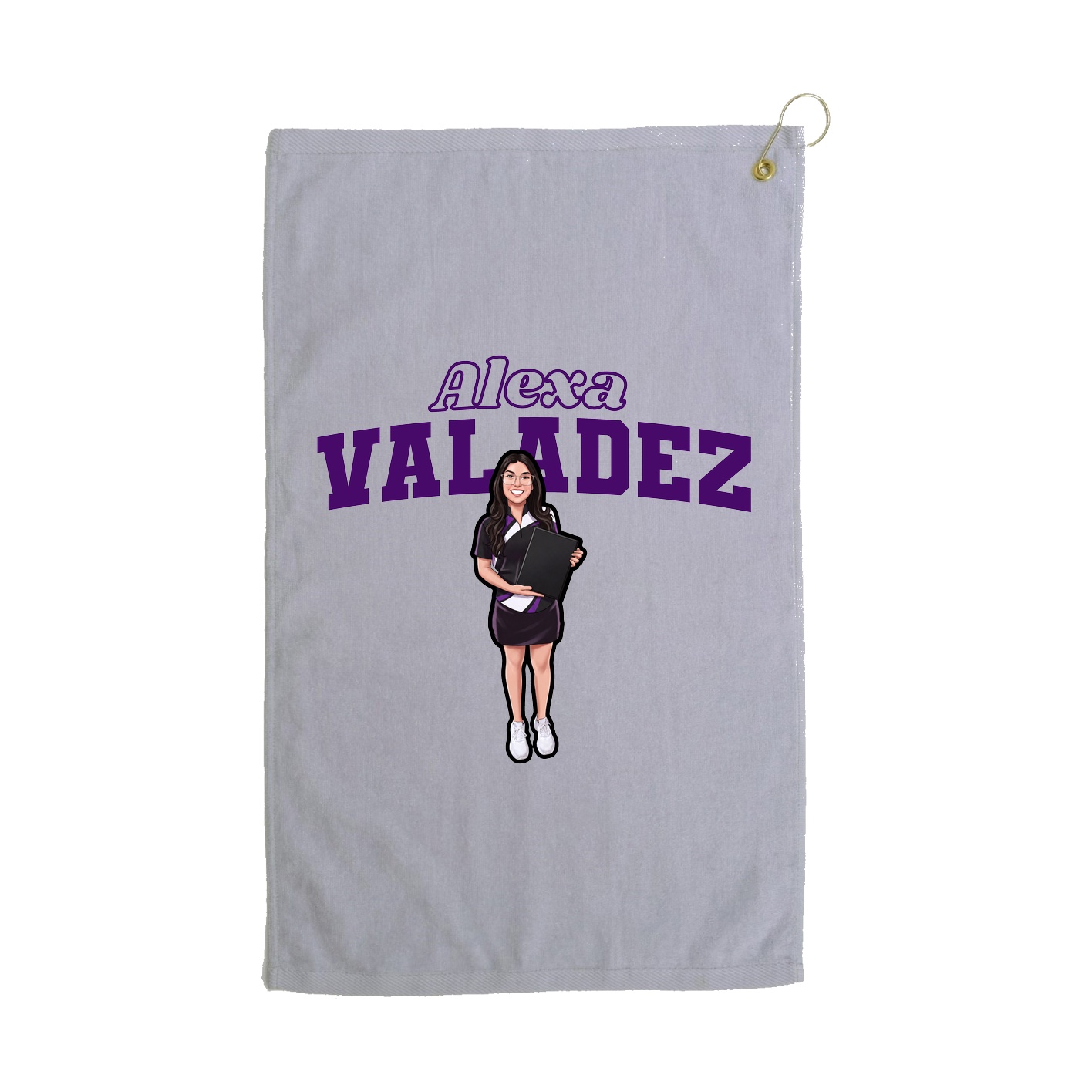 Golf Towel — Name Arch in Grey