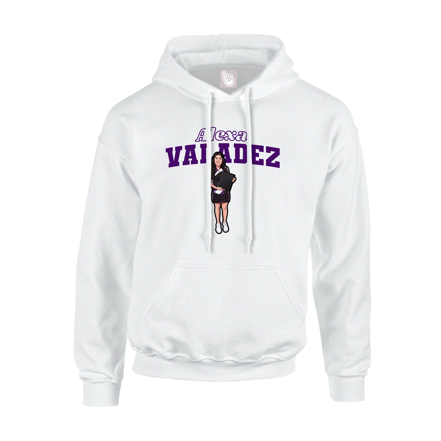 Youth Hoodie — Name Arch in White