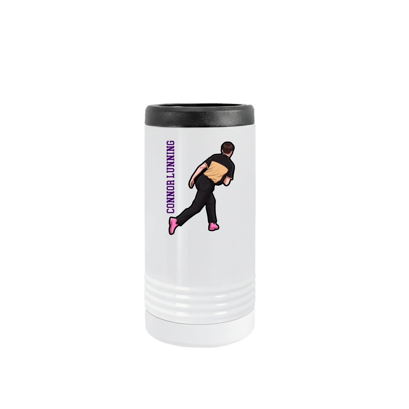 Slim Beverage Holder — Name Vertical in White