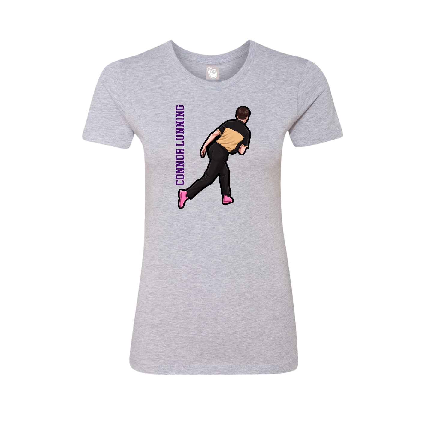 Fitted Women's Tee — Name Vertical in Grey