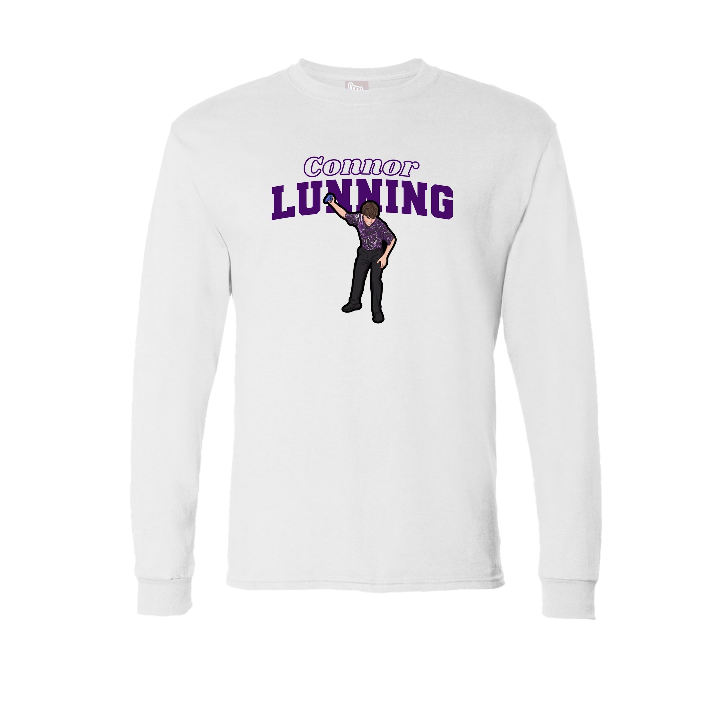 Long Sleeve Tee — Name Arch in White