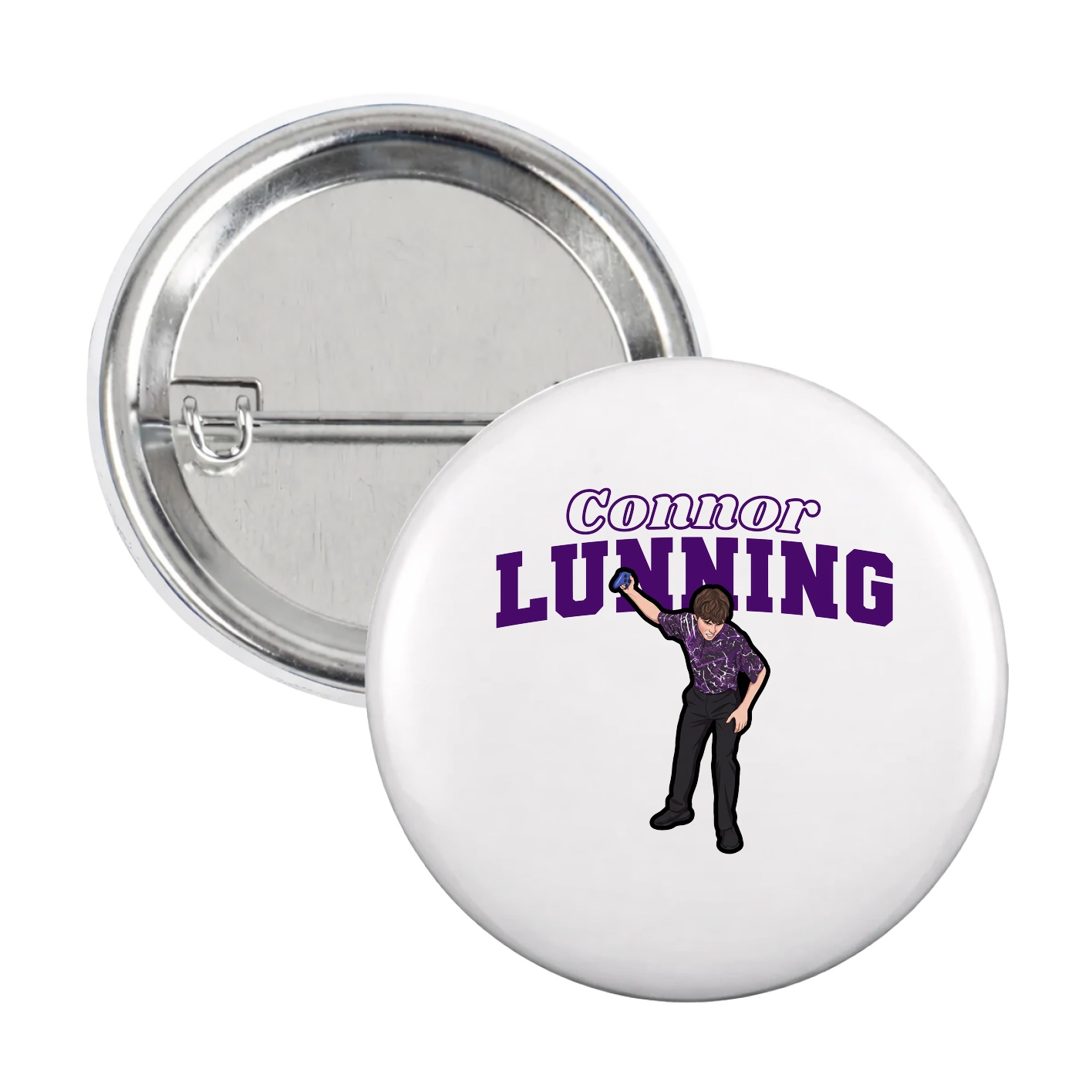 Game Day Button — Name Arch in White