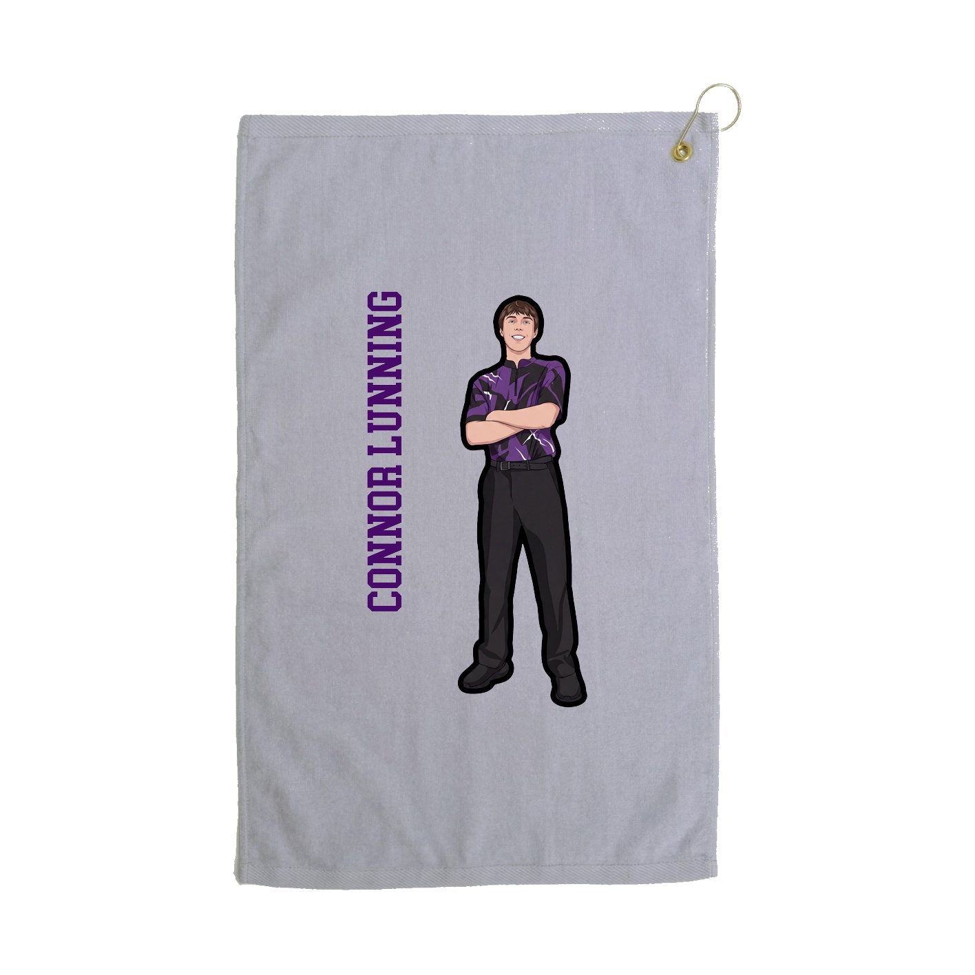 Golf Towel — Name Vertical in Grey