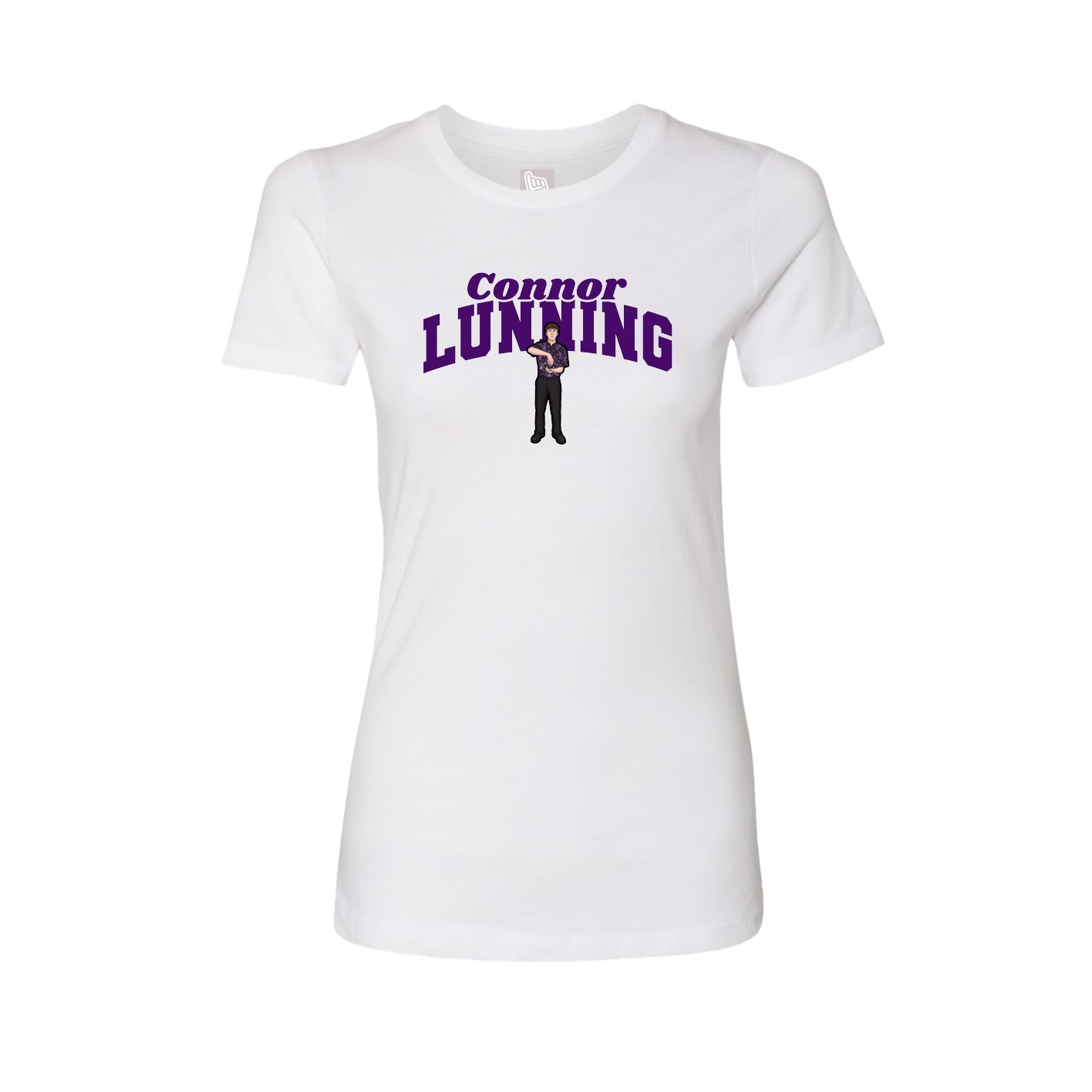 Fitted Women's Tee — Signature Arch in White