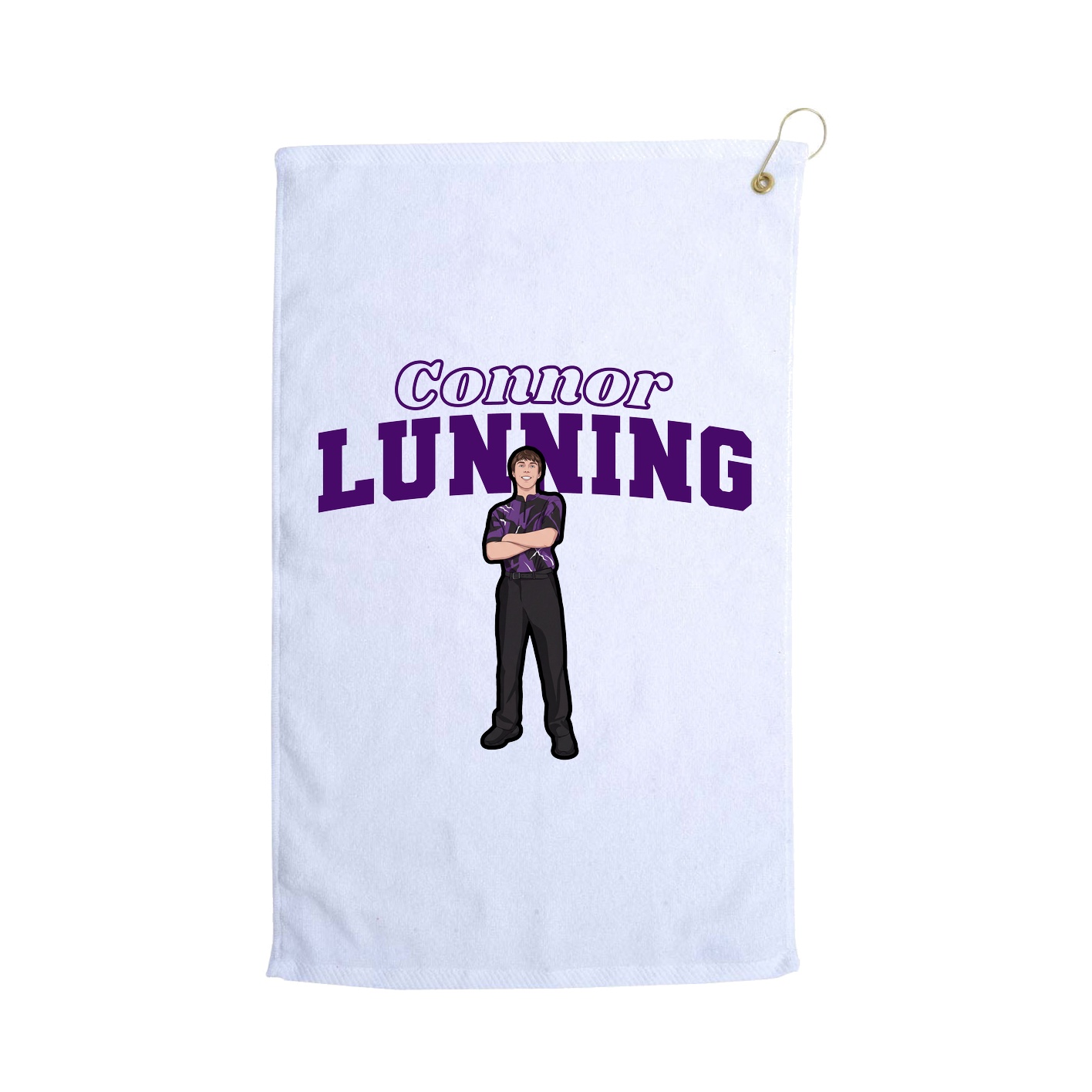 Golf Towel — Name Arch in White