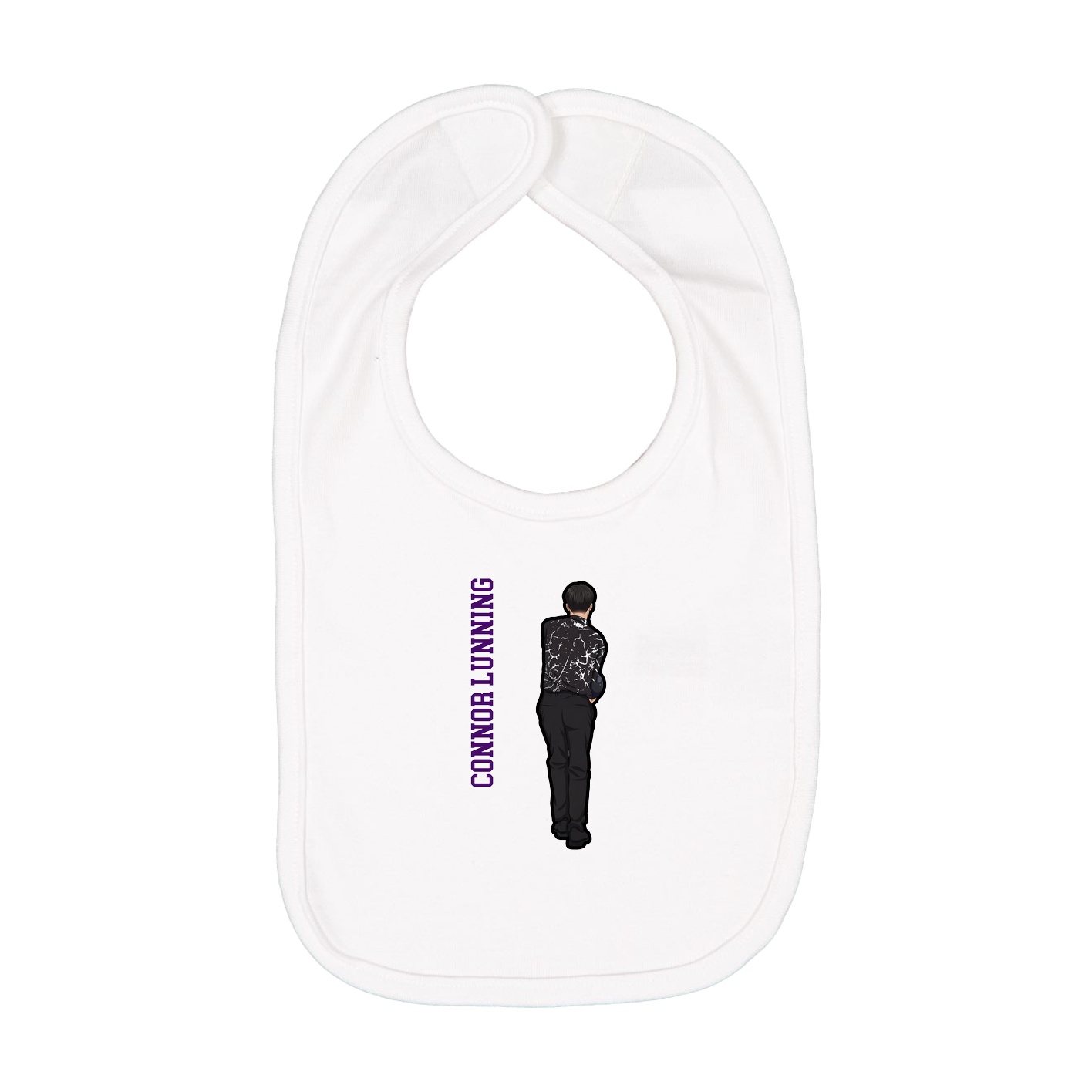 Infant Bib — Name Vertical in White