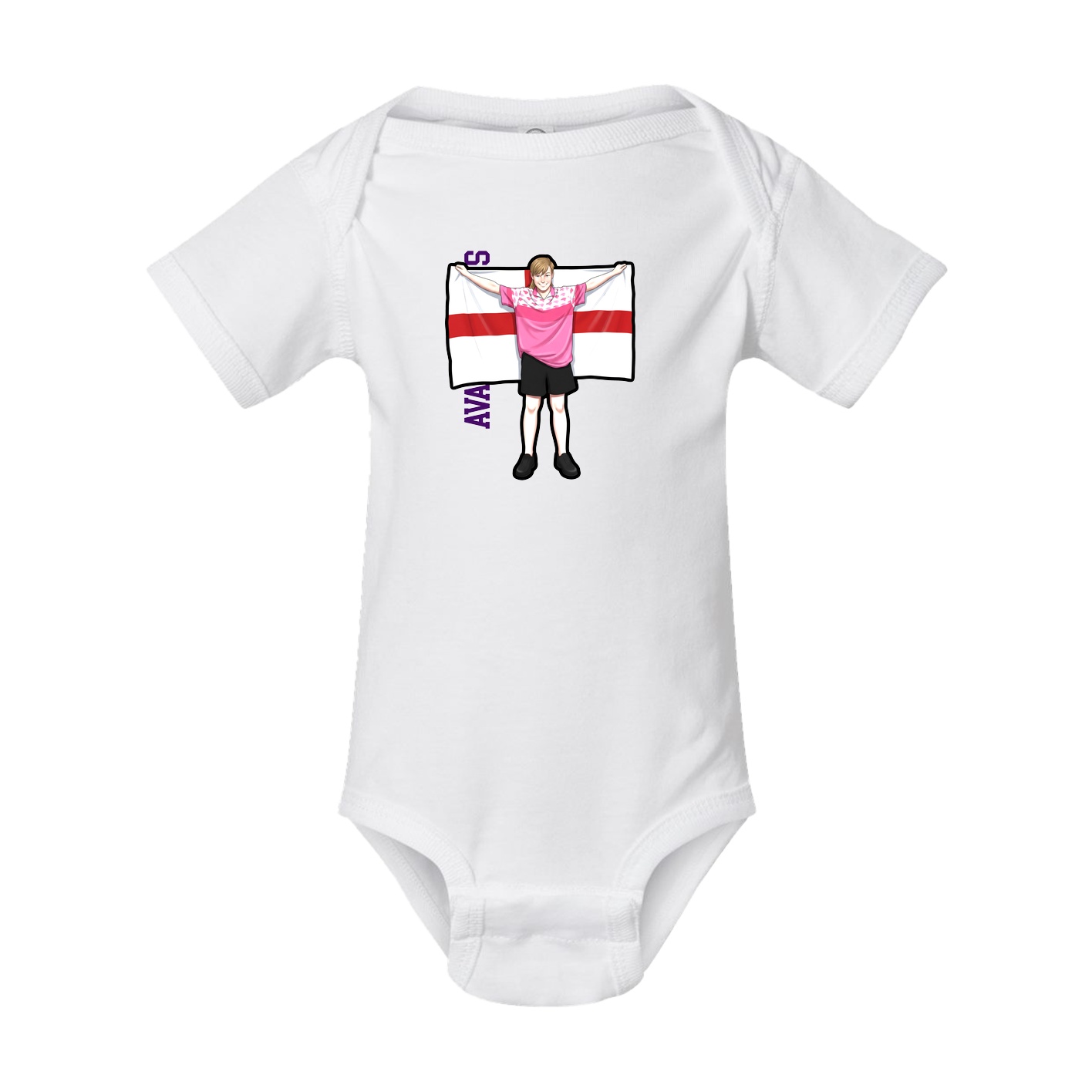 Baby Onesie — Name Vertical in White