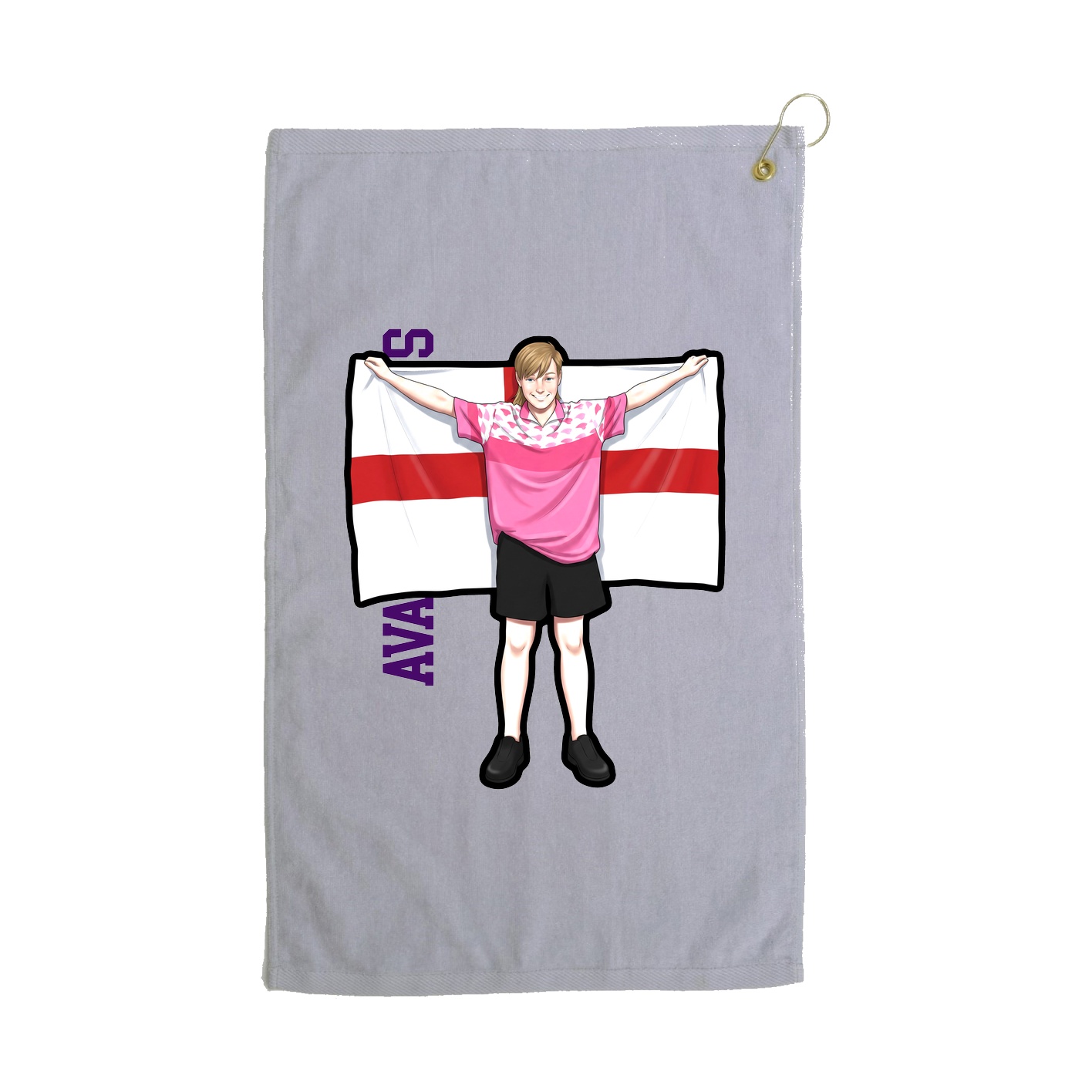 Golf Towel — Name Vertical in Grey