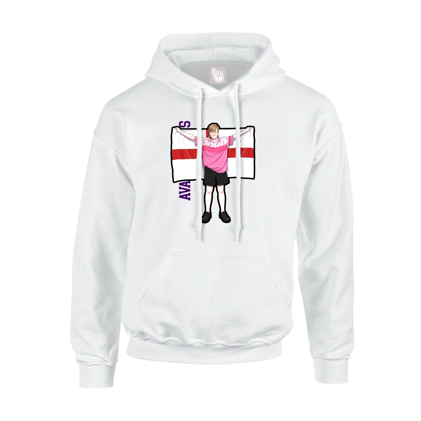 Youth Hoodie — Name Vertical in White