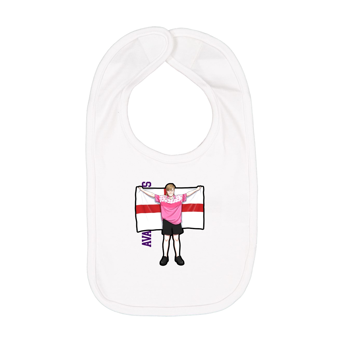 Infant Bib — Name Vertical in White