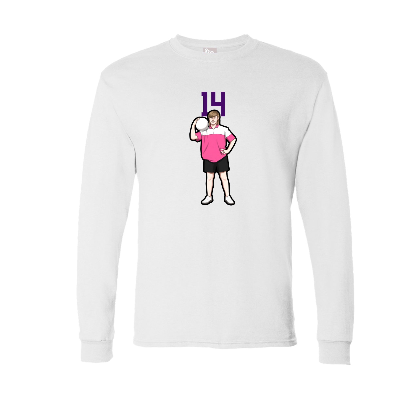 Long Sleeve Tee — Number Top in White