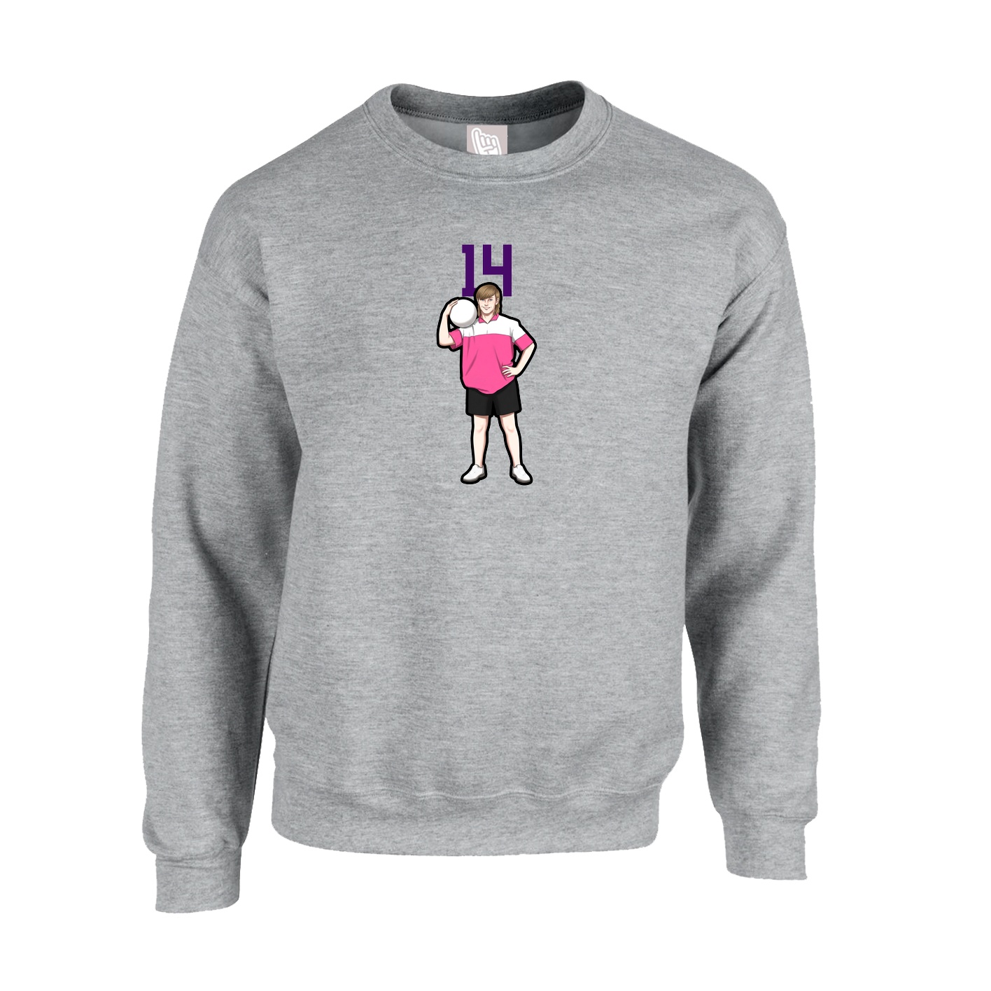 Fleece Crew — Number Top in Grey