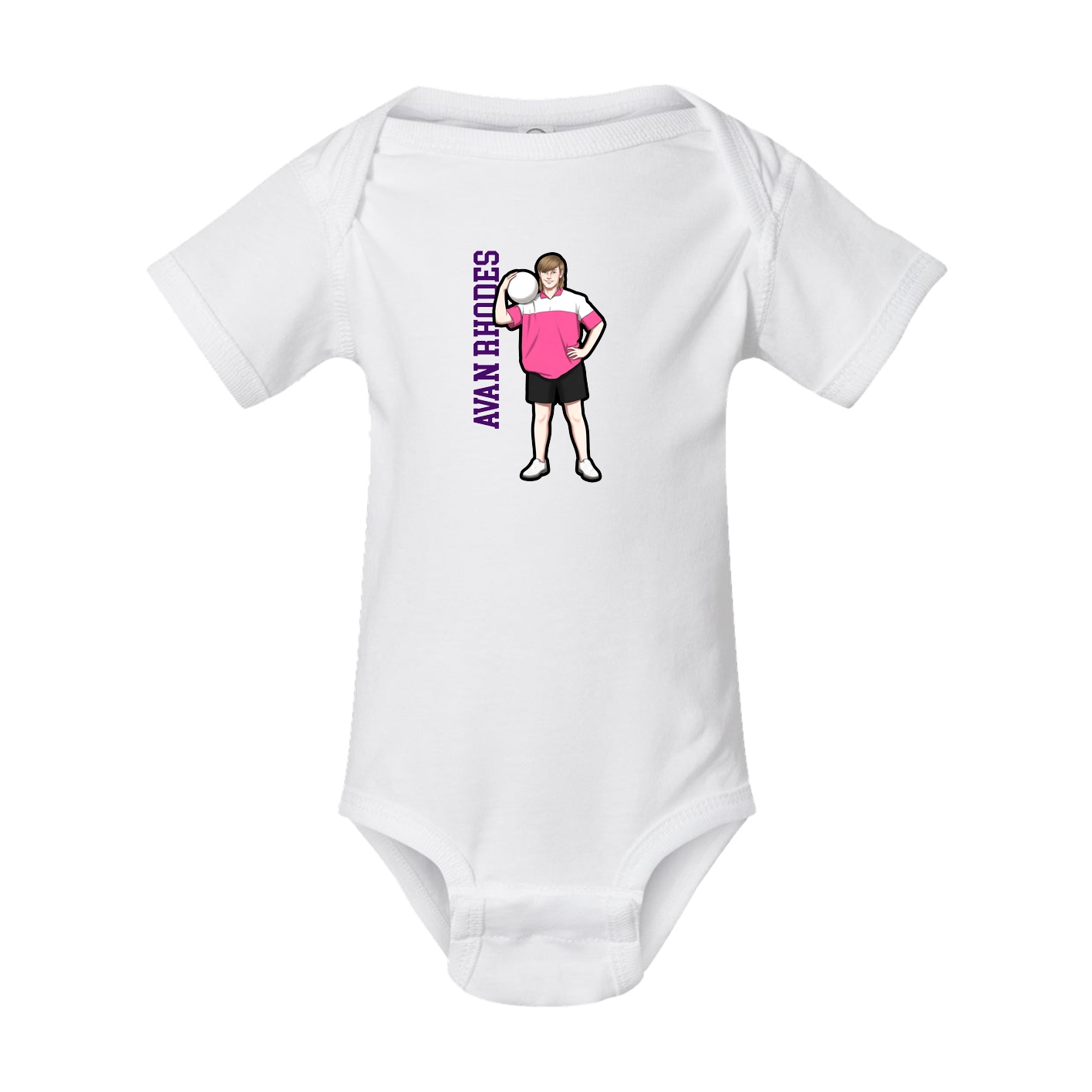 Baby Onesie — Name Vertical in White