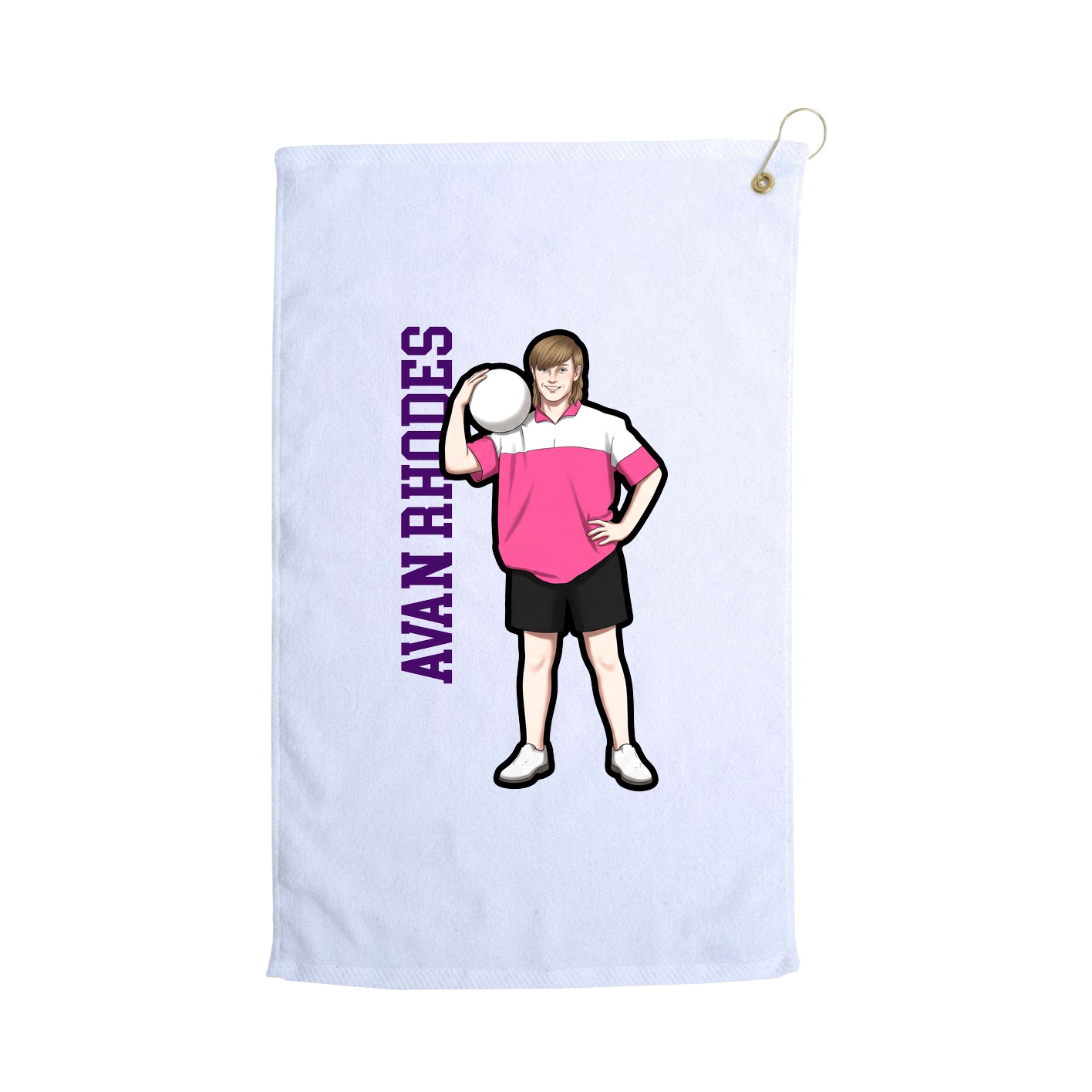 Golf Towel — Name Vertical in White