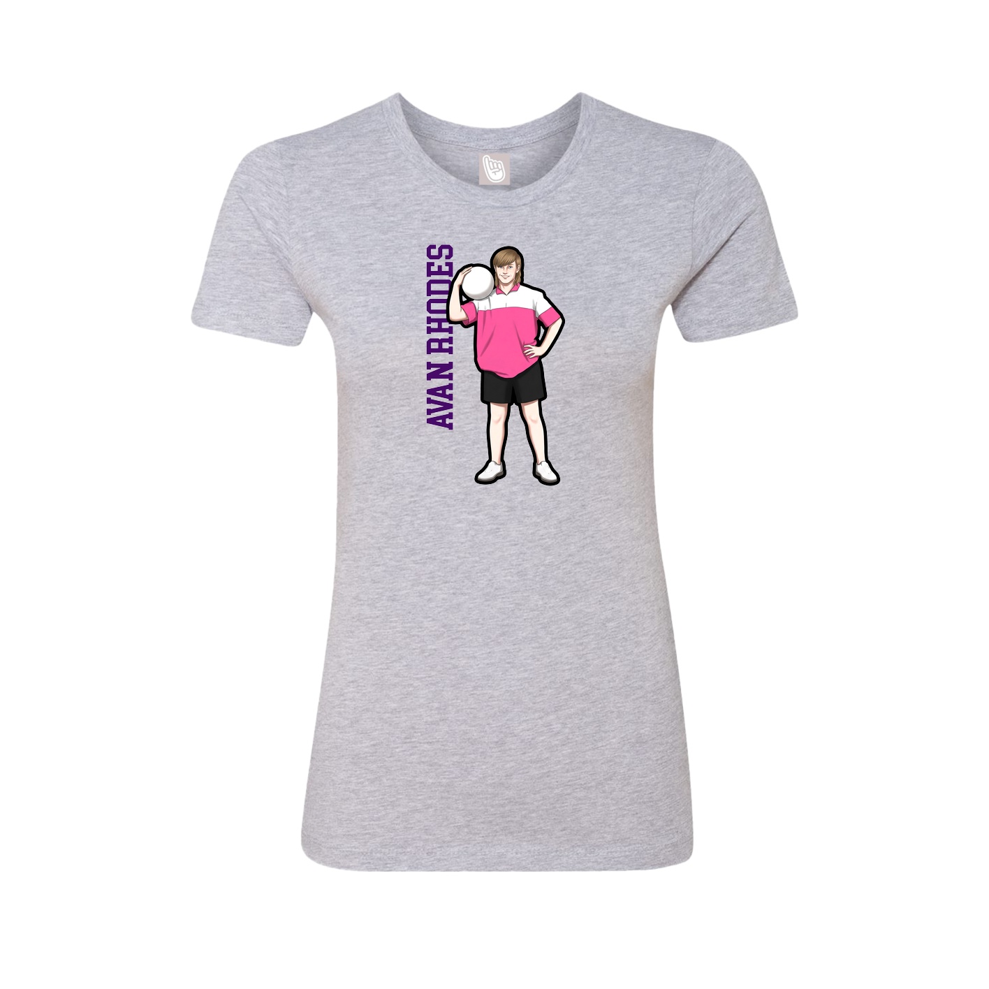 Fitted Women's Tee — Name Vertical in Grey