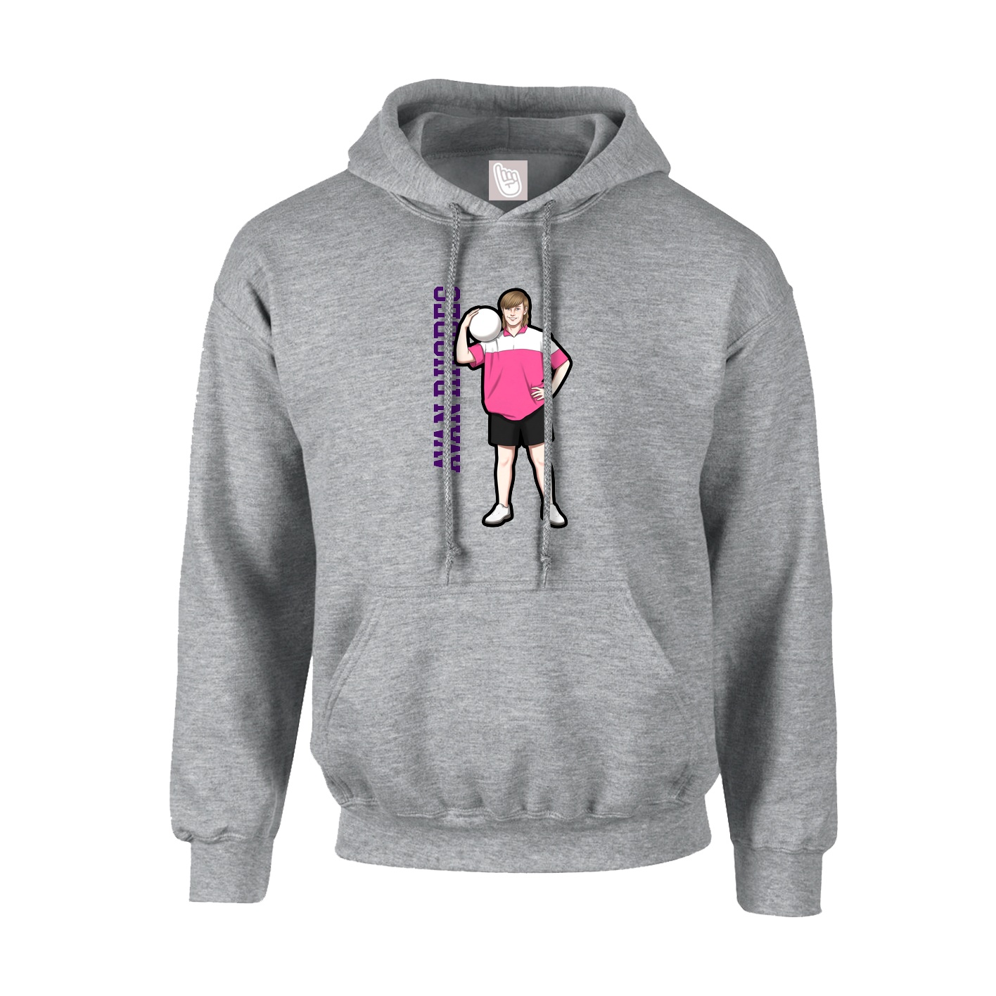 Hoodie — Name Vertical in Grey