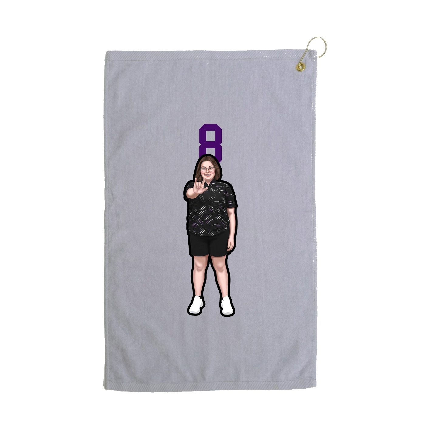 Golf Towel — Number Top in Grey