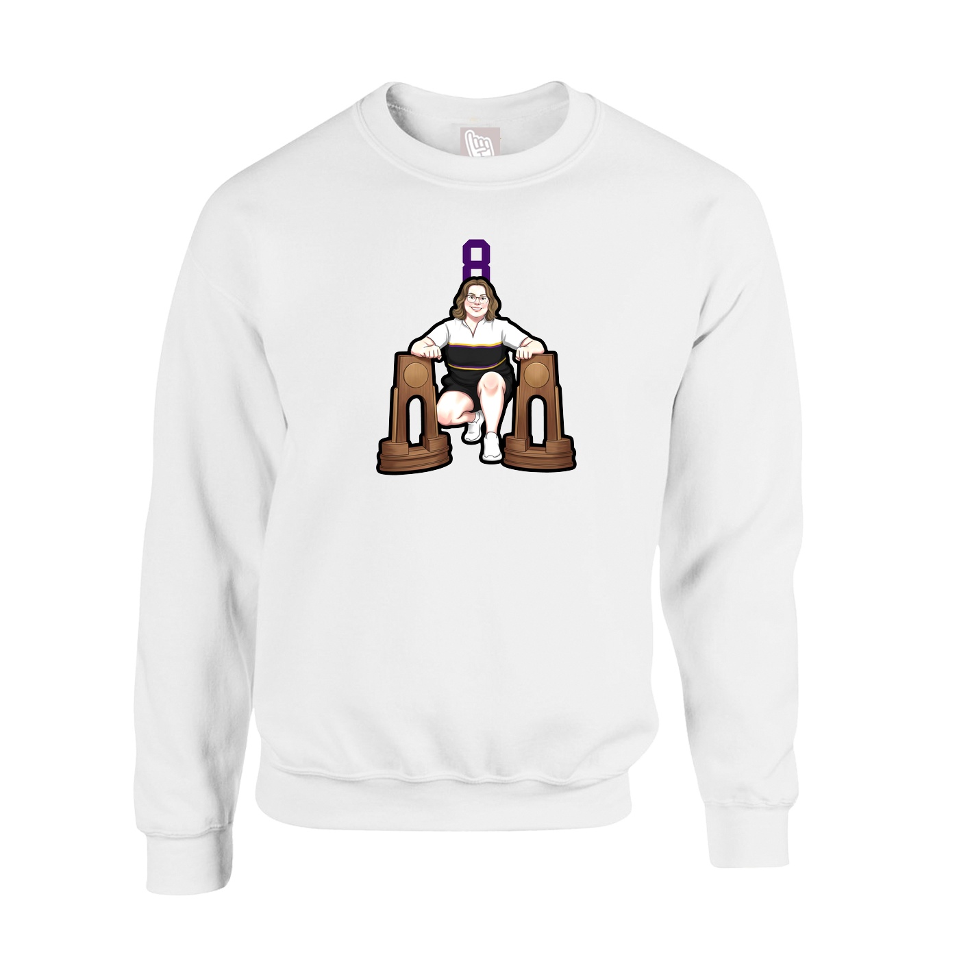 Fleece Crew — Number Top in White