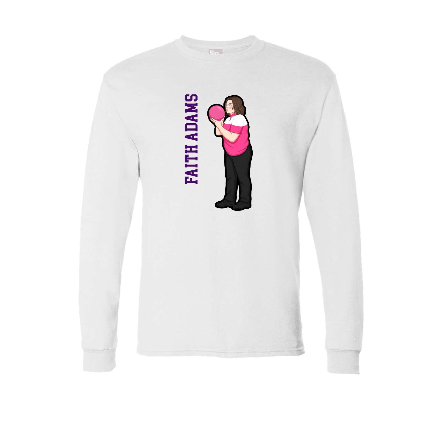 Long Sleeve Tee — Name Vertical in White