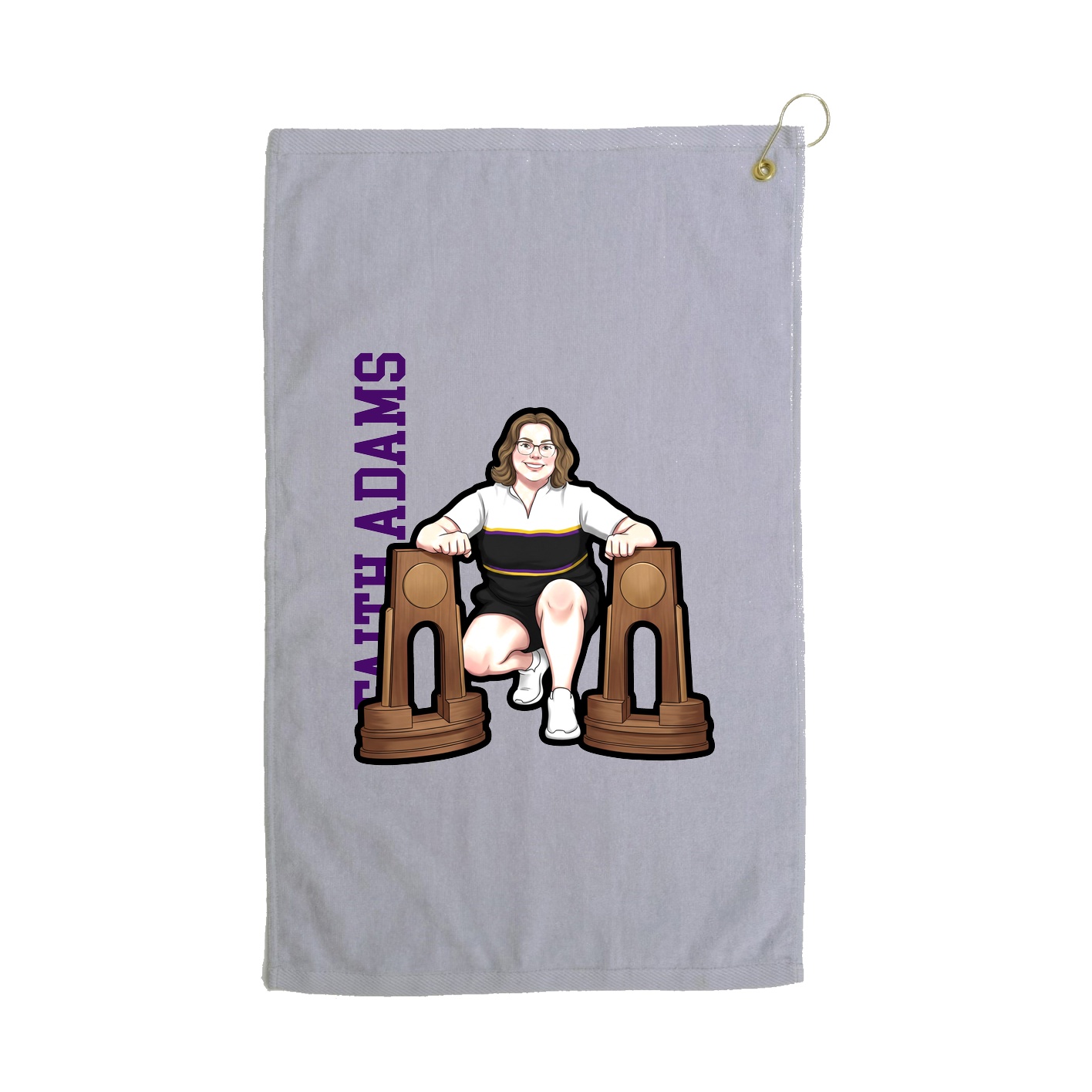 Golf Towel — Name Vertical in Grey