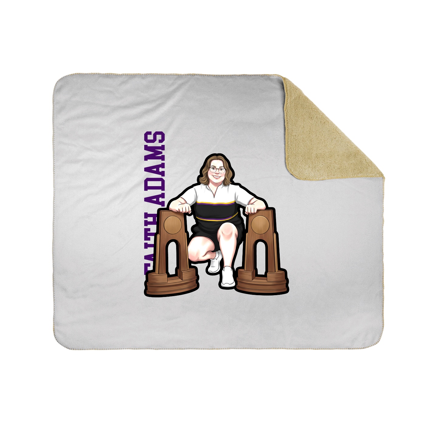 Throw Blanket — Name Vertical in White