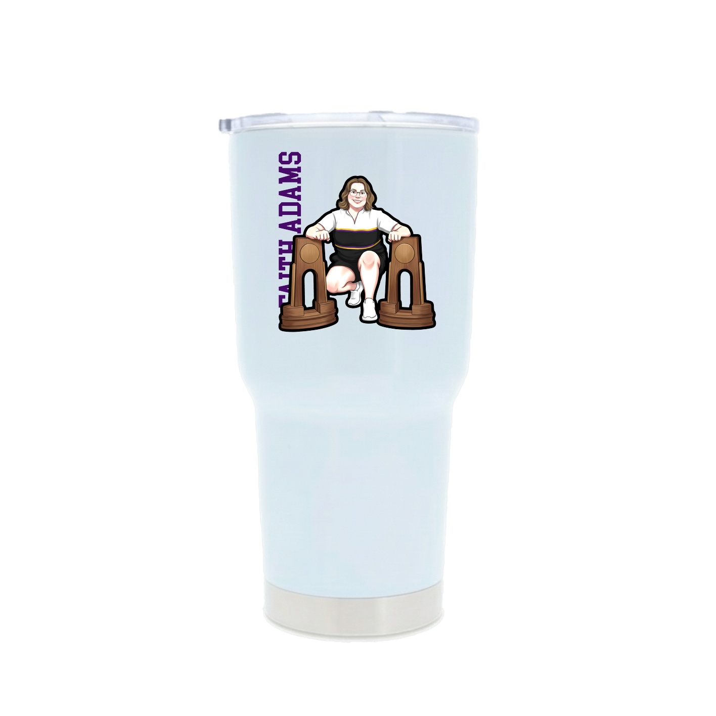30oz Stainless Steel Tumbler — Name Vertical in White