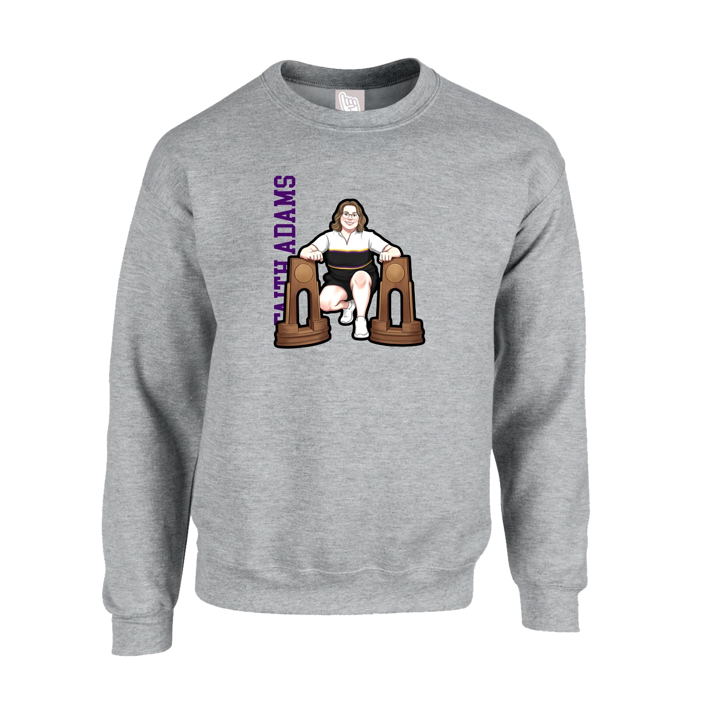 Fleece Crew — Name Vertical in Grey