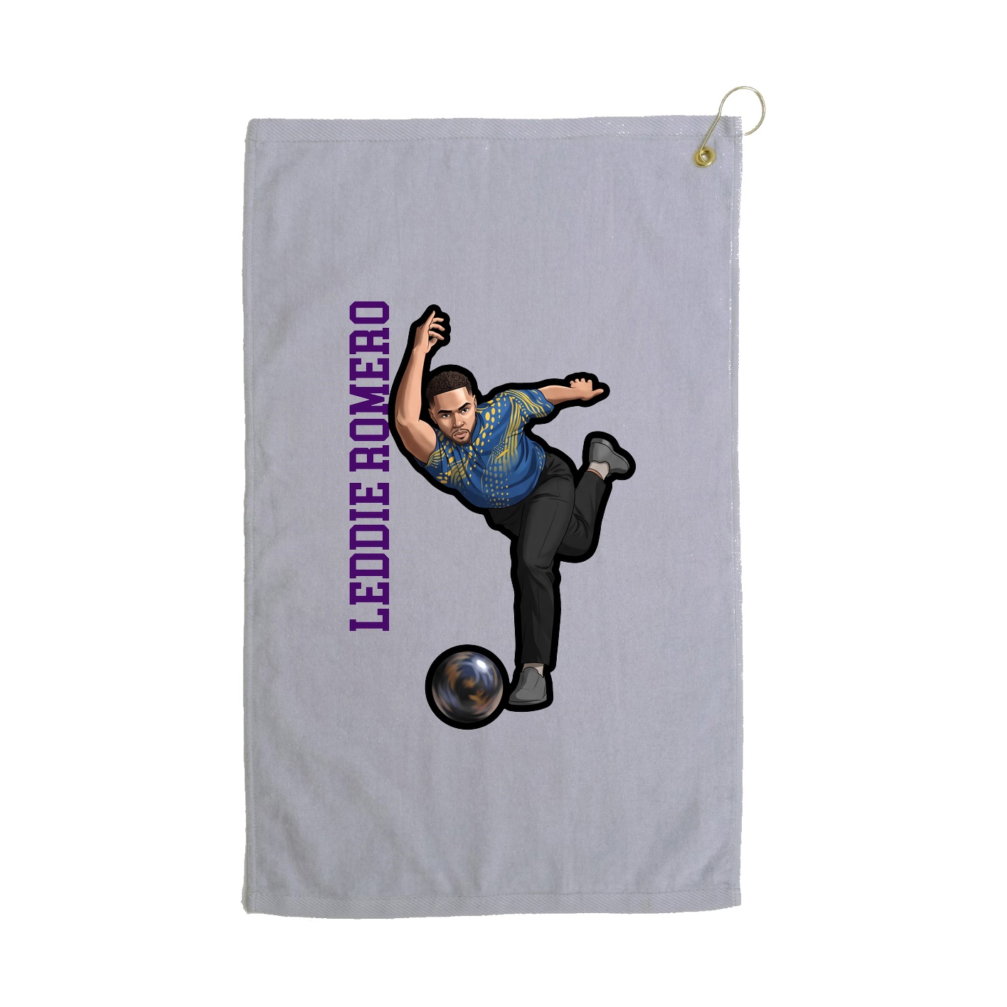 Golf Towel — Name Vertical in Grey