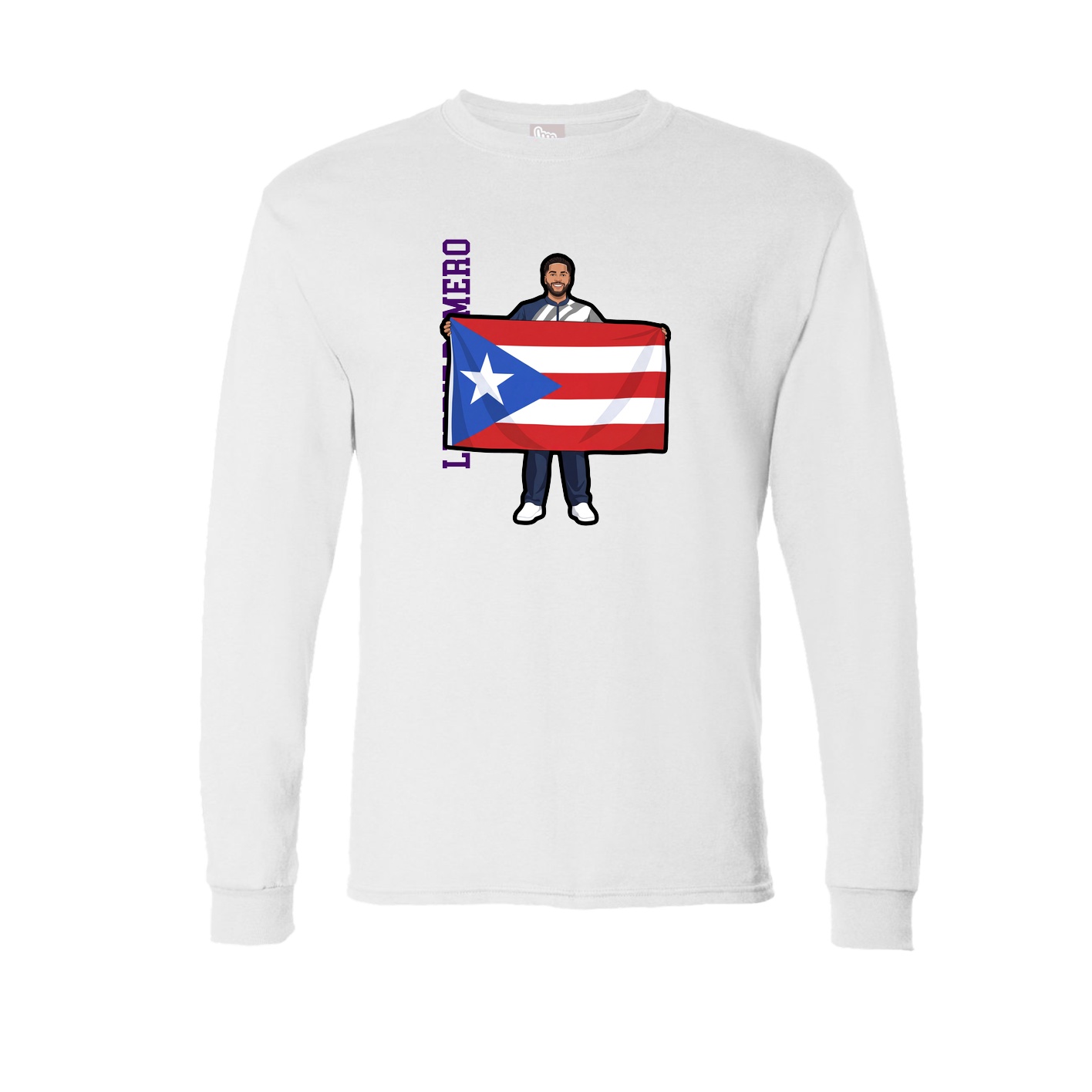 Long Sleeve Tee — Name Vertical in White