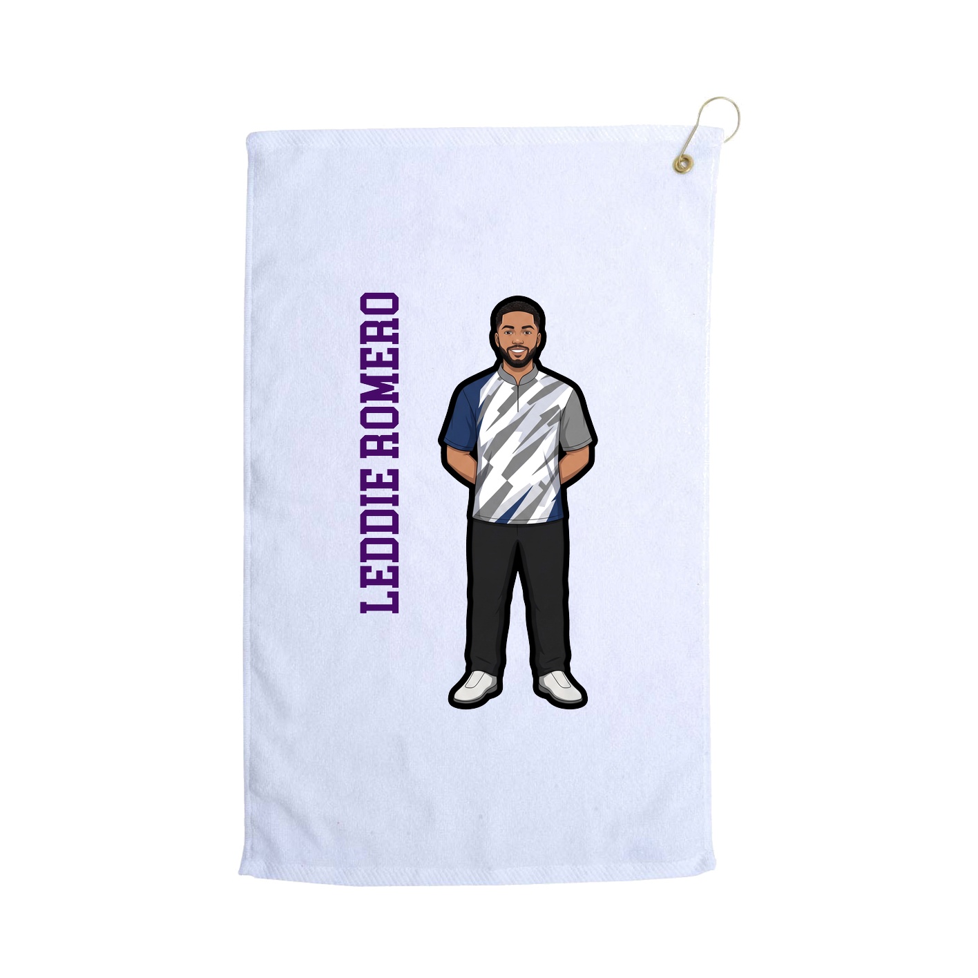 Golf Towel — Name Vertical in White